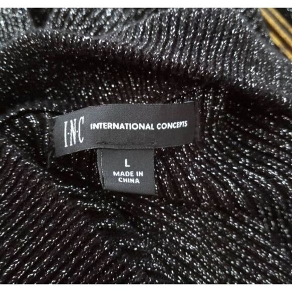 I.N.C. INTERNATIONAL CONCEPTS MENS BLACK & METALLIC SILVER ZIP FRONT SWEATER SZ. - Picture 8 of 10